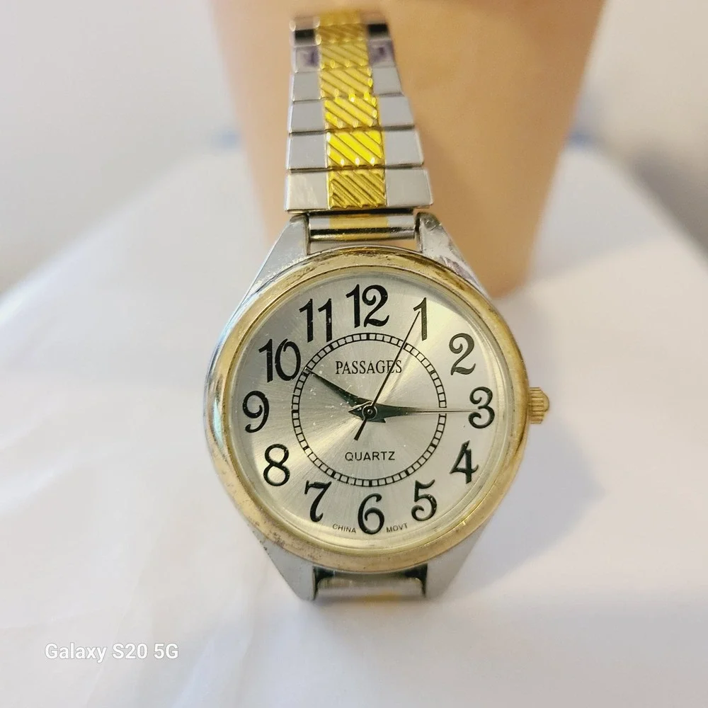 Passages Quartz Women's Watch Two‎ Tone Silver Gold Tone Band Classic Dial